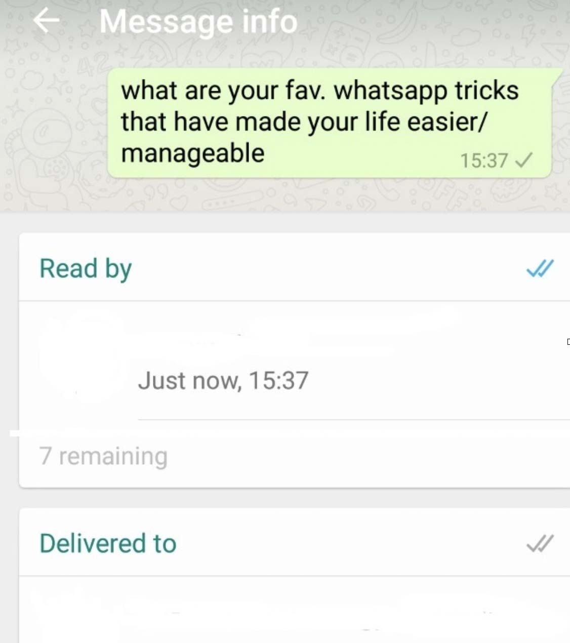 El estado de su mensaje en WhatsApp
